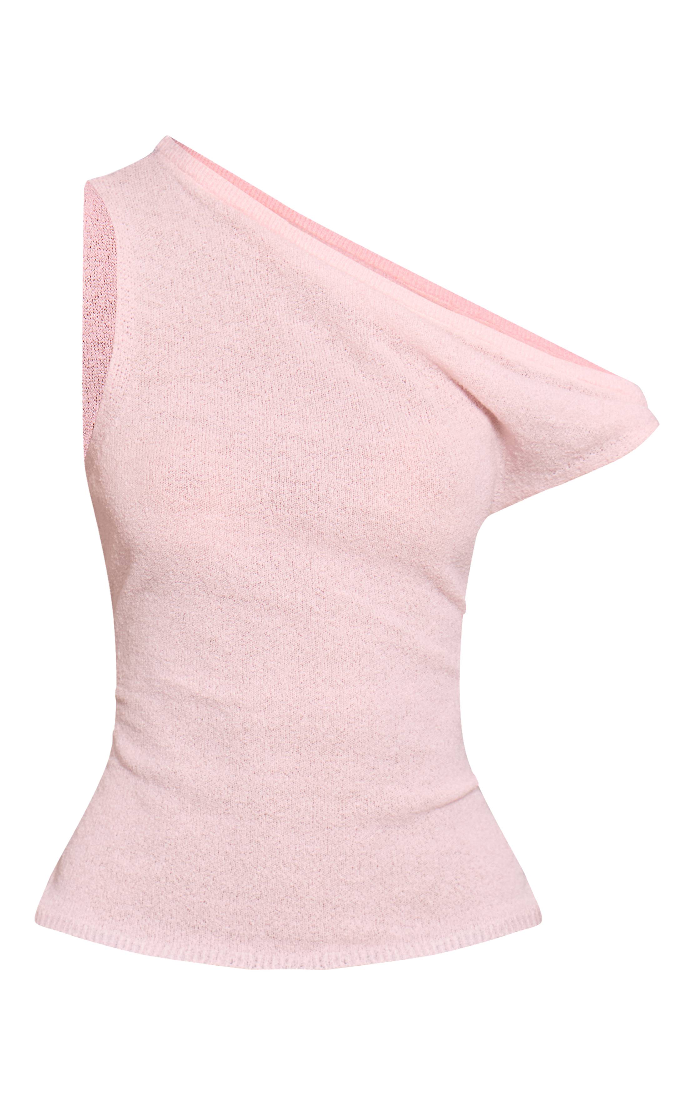 Rose Clair Haut Asymétrique En Maille Éponge Fine