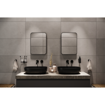 Haceka badkamerspiegel Deco mat zwart 55 x 40 cm rechthoek afgeronde hoeken