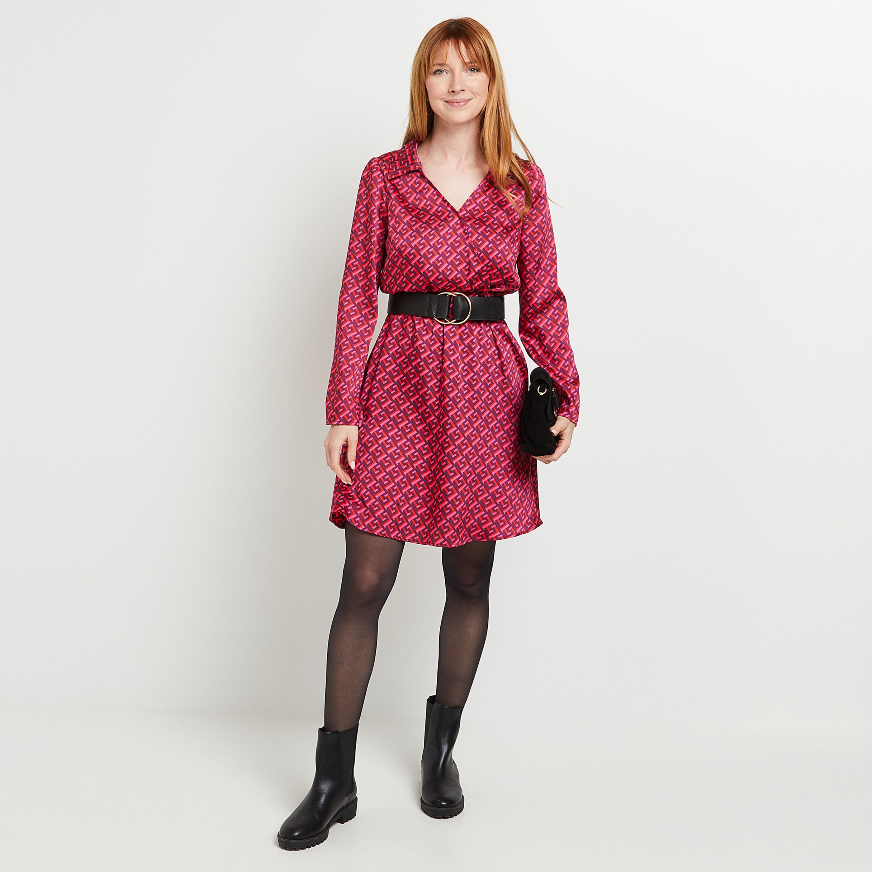 Robe cache coeur imprimé femme - ROSE