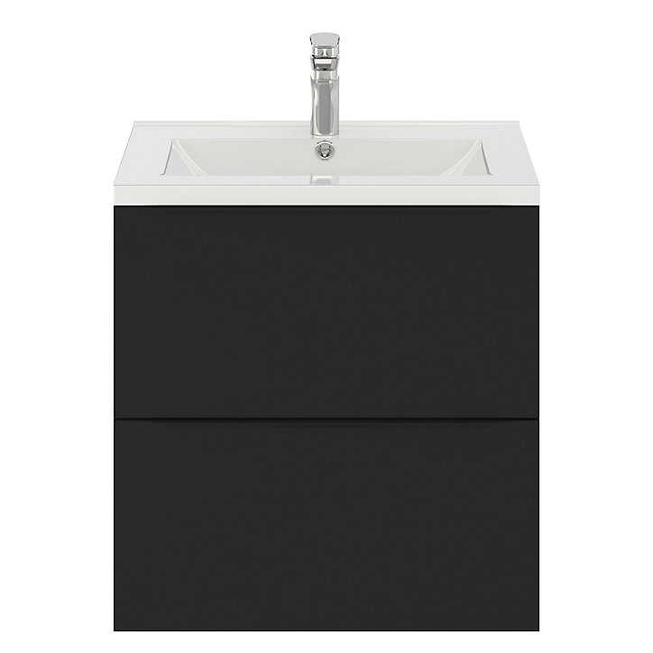 Meuble sous vasque à suspendre GoodHome Imandra noir mat L. 60 x H. 60 x P. 45 cm