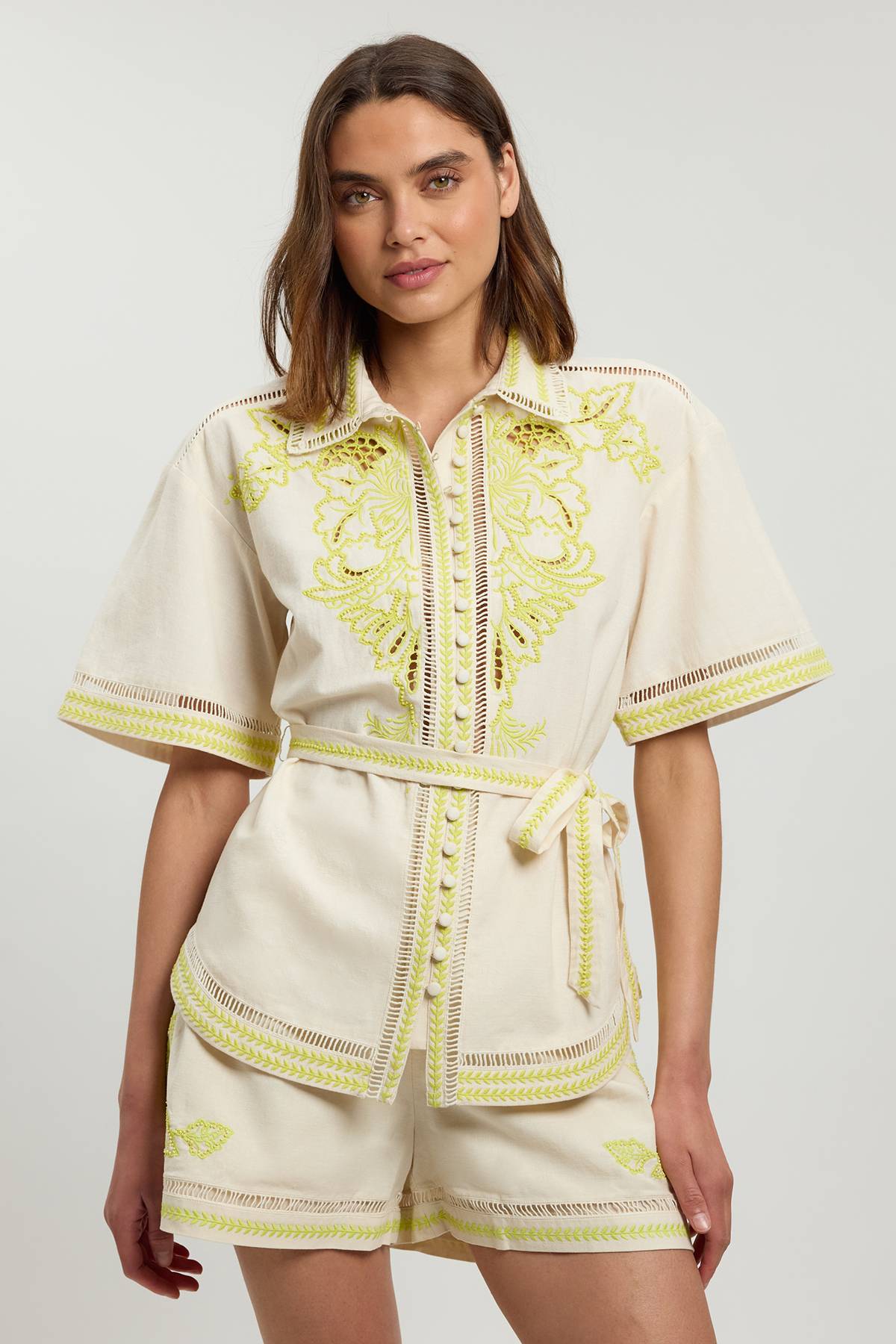 KarenMillen Ensemble Court Brodé De Perles En Mélange De Lin