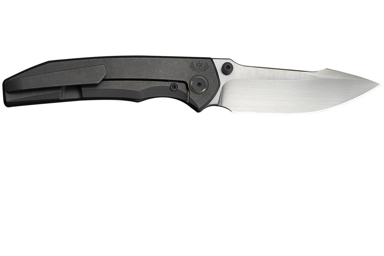 WE Knife Ryson WE24086-2 Hand Satin Böhler M390, Gray Titanium, zakmes, Raven The Pirate design