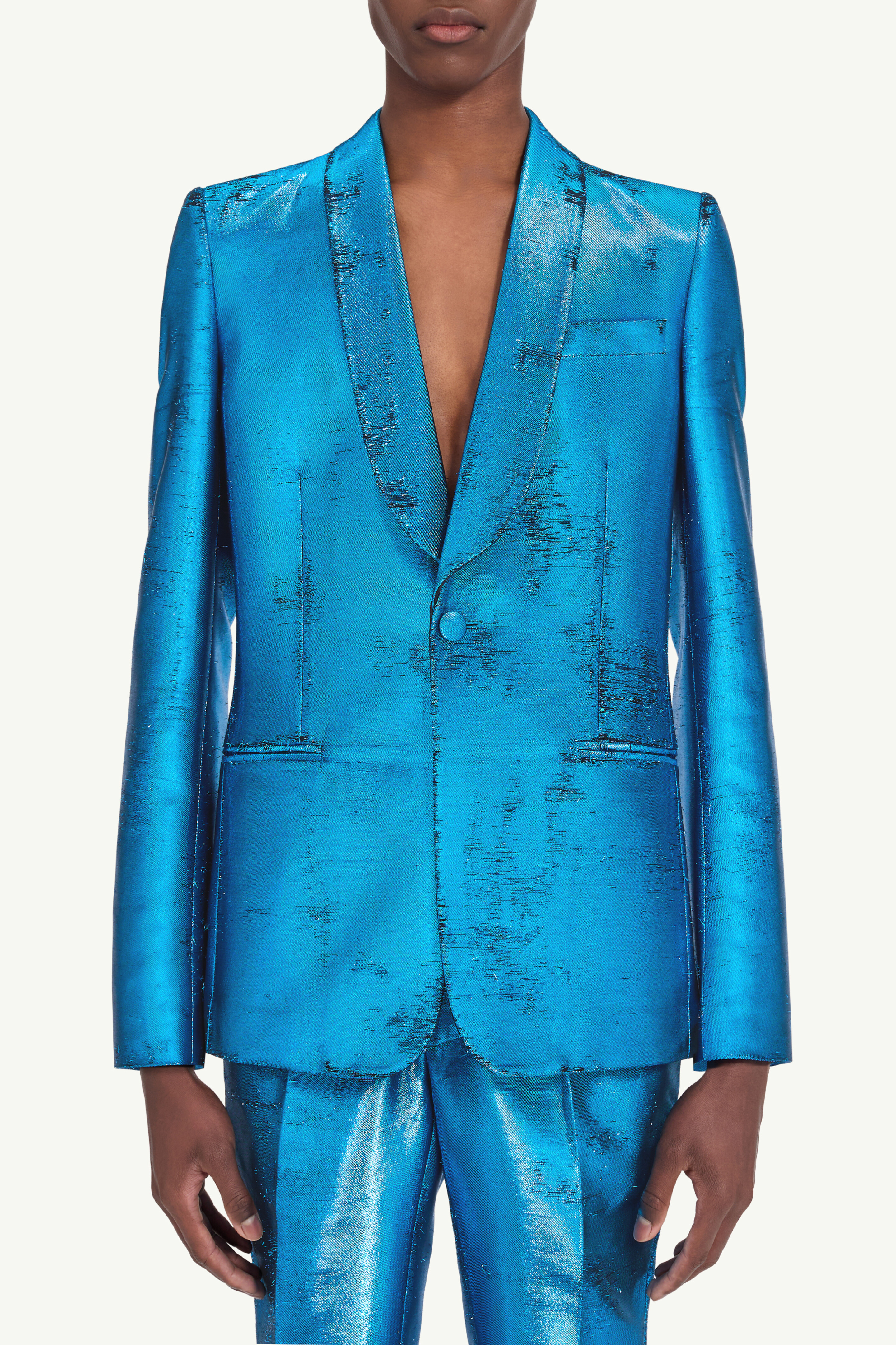 Veste de costume en jacquard avec col châle pour homme | MM6 Bleu