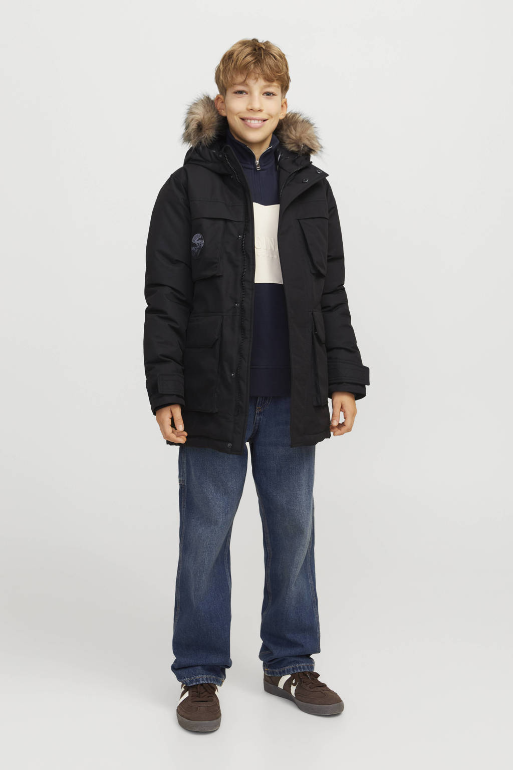 JACK & JONES gewatteerde winterjas zwart