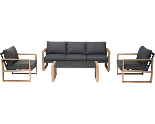 Garden Place Jane 5-persoons tuinmeubelset bestaande uit: tafel, 2 fauteuils, bank, inclusief kussens, aluminiumgrijs