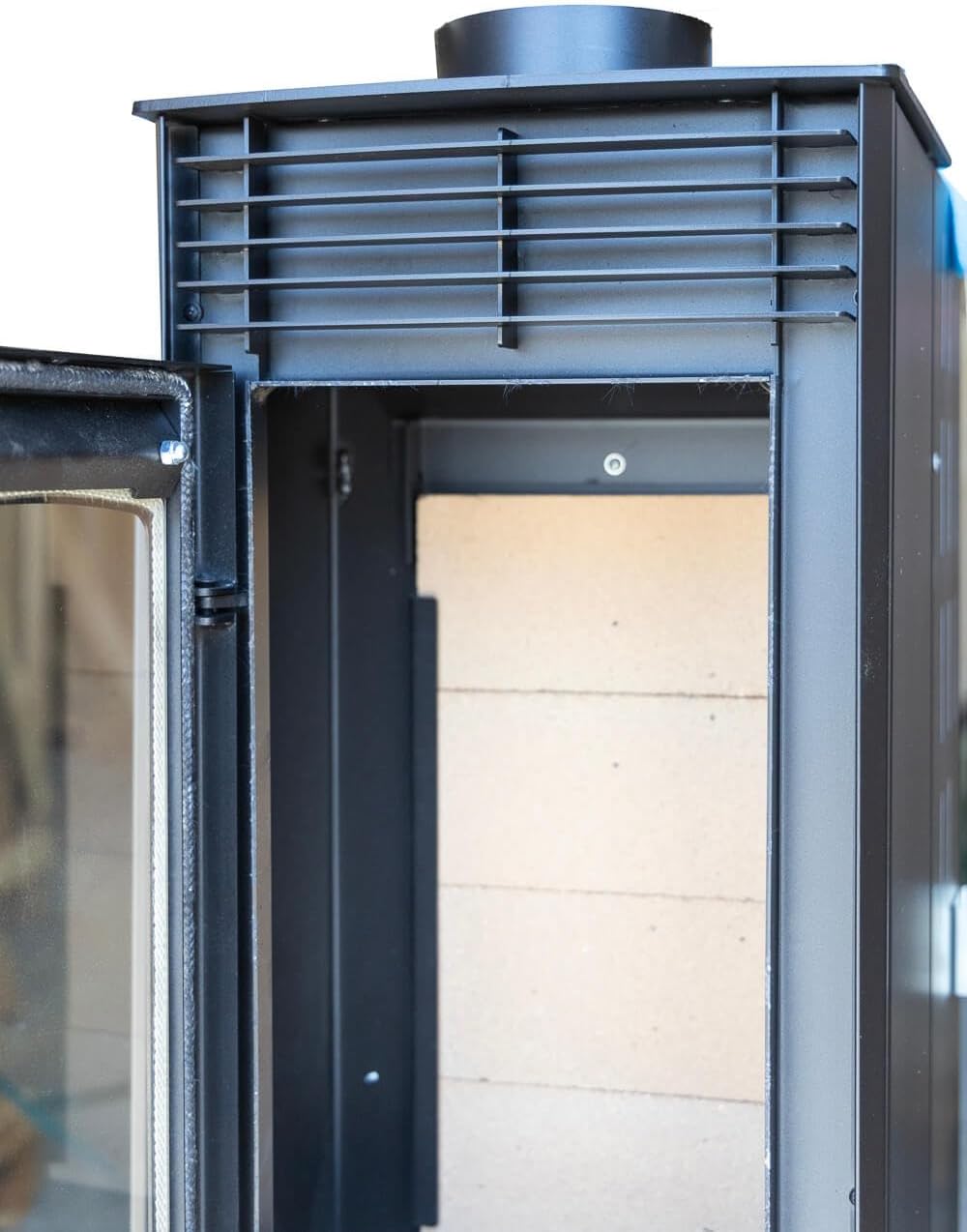 Babas Eco Mini Hybridofen Pellets und Holz Kombiofen Kaminofen 8 kW Pelletofen ohne Strom Schwarz Holzofen Holz Ofen Kamin