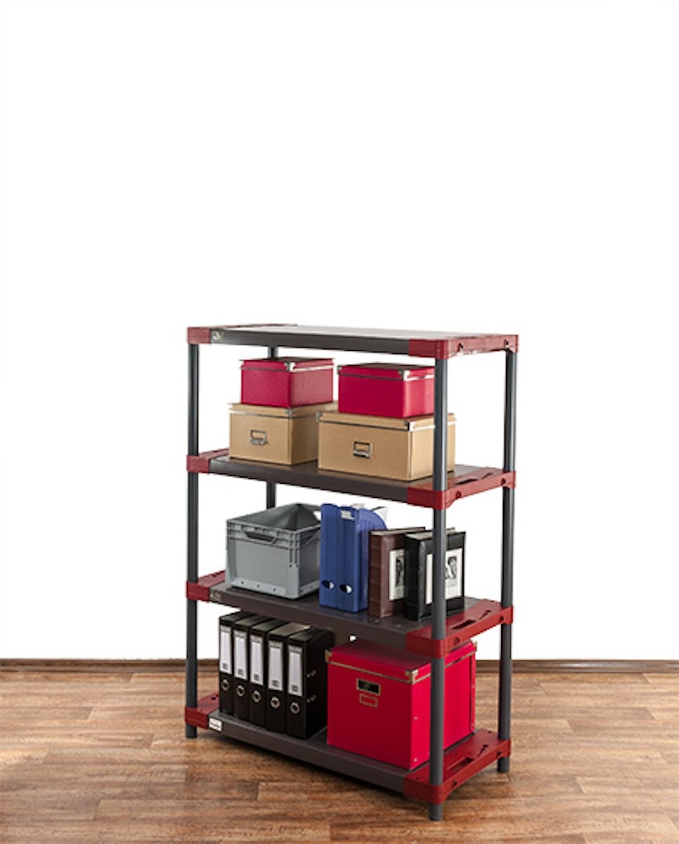 PROREGAL Plastic Plank Big Grey Bear Laag HxBxD 138 x 100 x 46 cm Plank Draagvermogen 160 kg Grijs/Rood