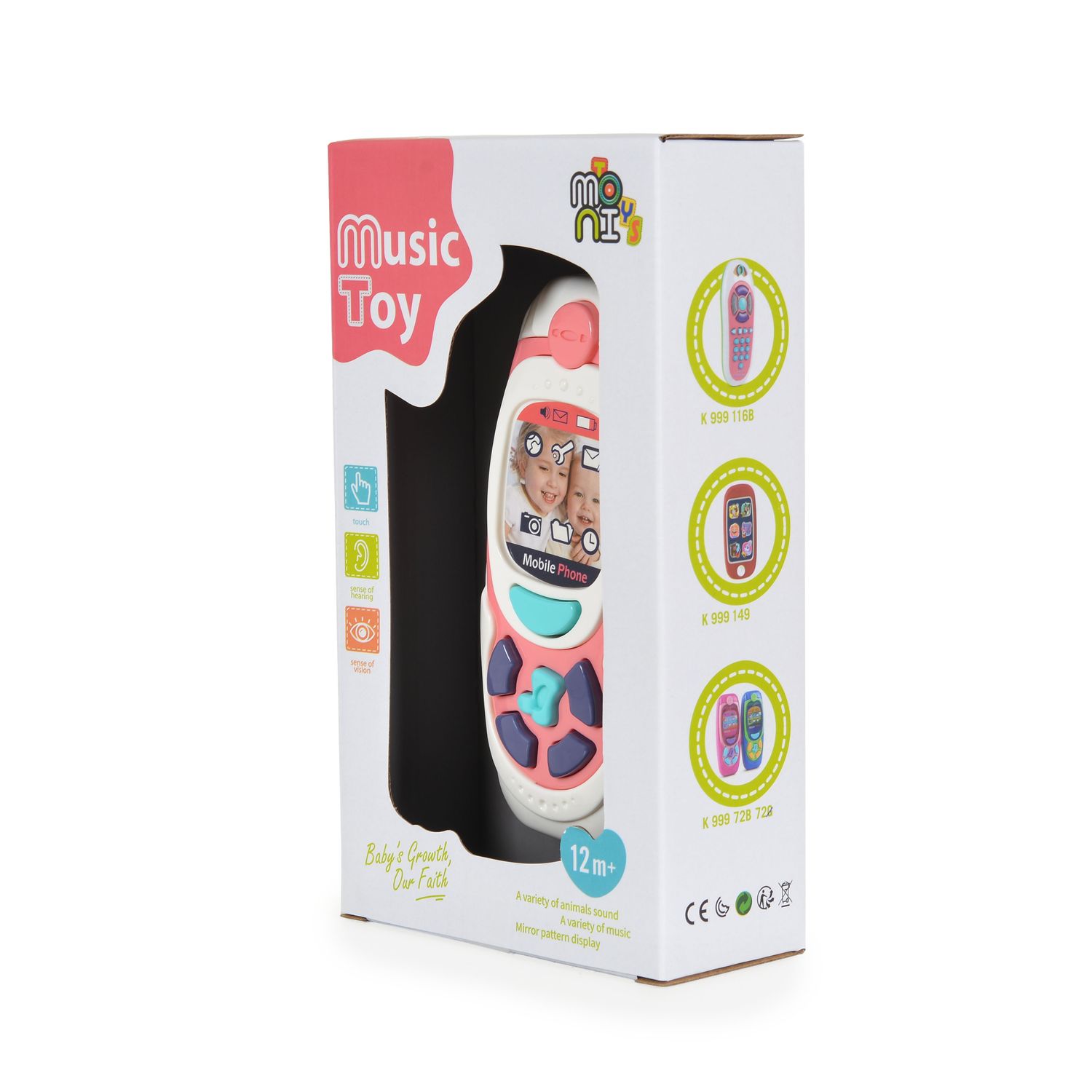 Moni Musikspielzeug Babytelefon K999-72G Tasten, Melodien, blinkende Lichter rosa