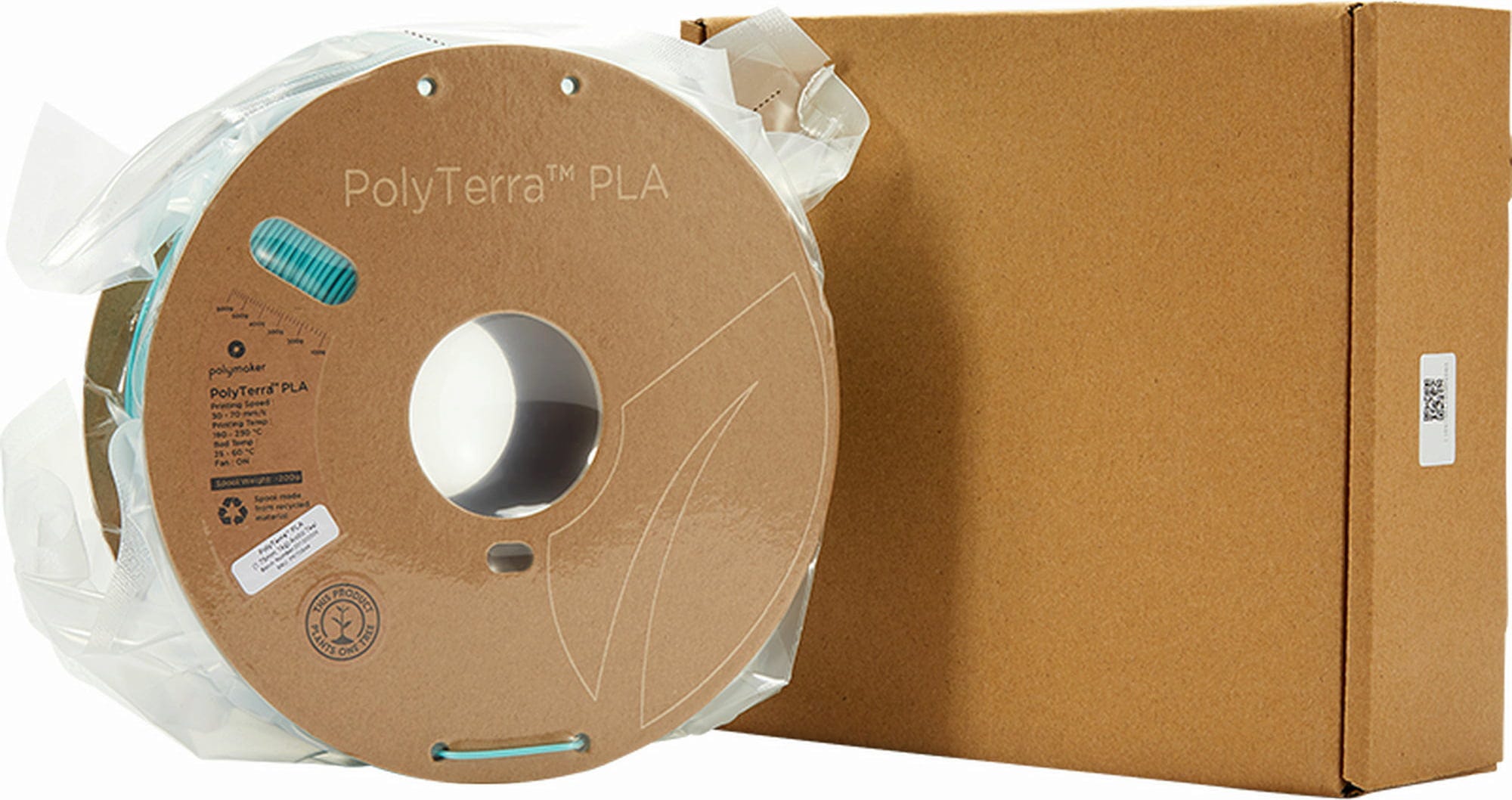 Polymaker  PolyTerra PLA Arctic Teal, 1,75 mm / 1000 g    Filament mit reduziertem Kunststoffgehalt