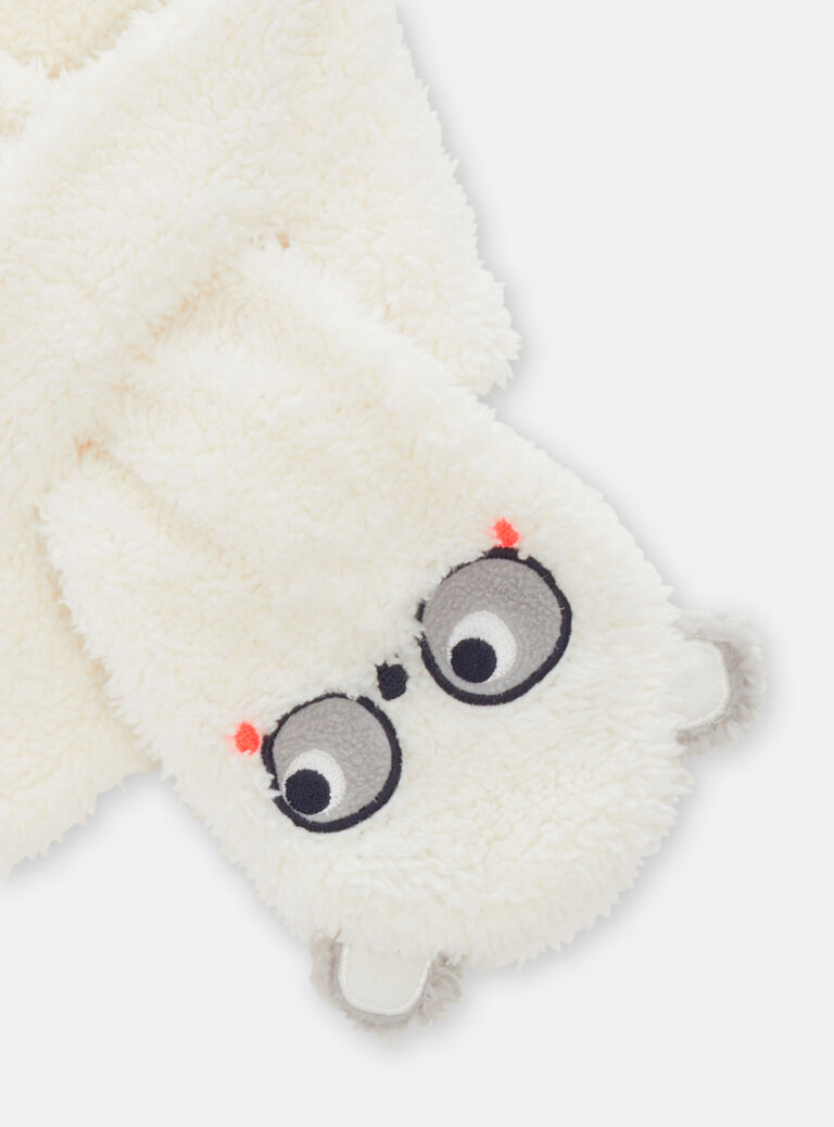 Echarpe écru motif panda pour bébé garçon