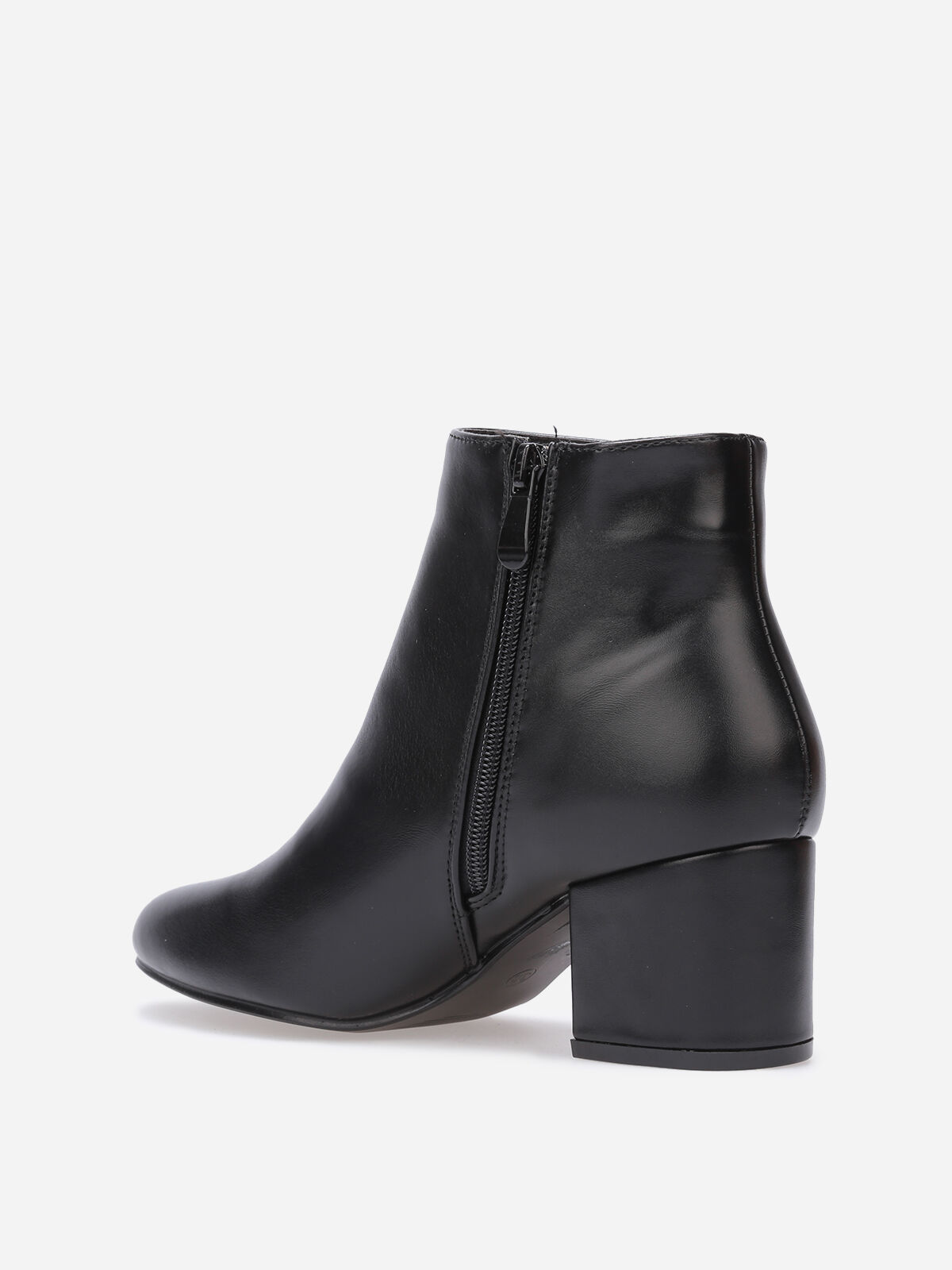 Bottines à talon et bout rond- Noir