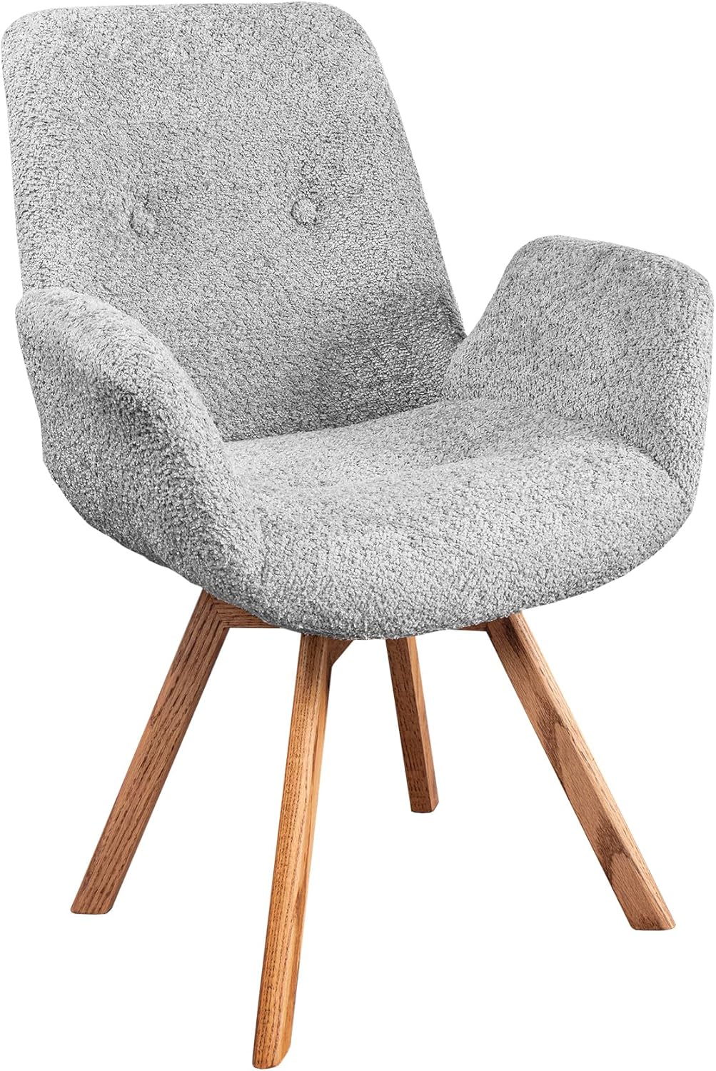 Riess Ambiente Drehbarer Stuhl Baltic - grau Natur - Bouclé Stoff Eiche Massivholz - Esszimmerstuhl mit Armlehne Schaumstoff-Polsterung