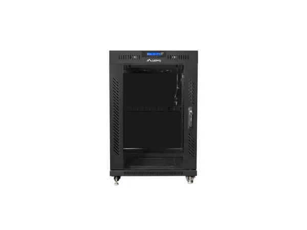 Lanberg - Rack kabinet - med display, 2 køleblæsere - sort, RAL 9004 - 15U - 19