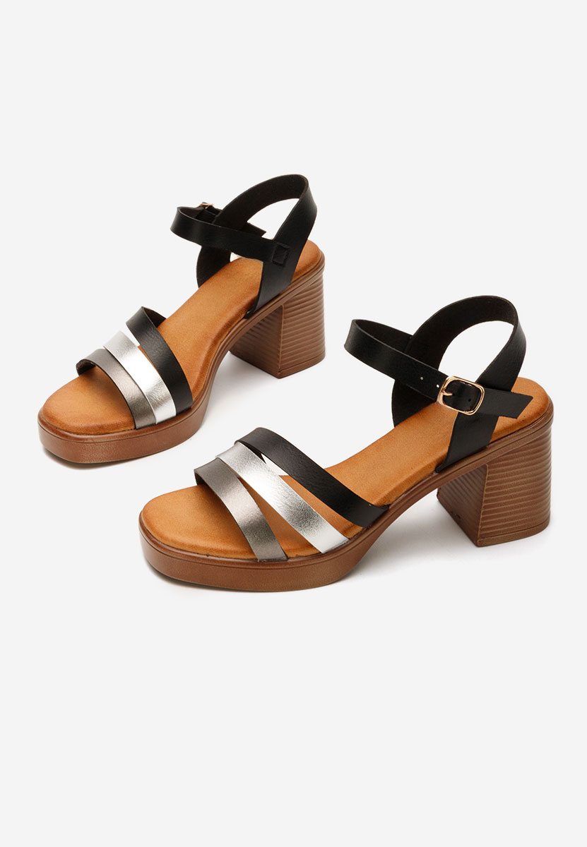 Sandales à talon épais noires Misakis