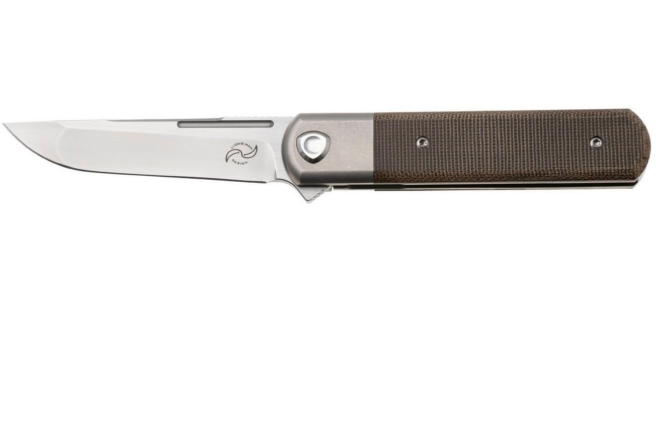 Liong Mah Tanto One, Bead Blasted M390, Green Micarta Titanium, zakmes