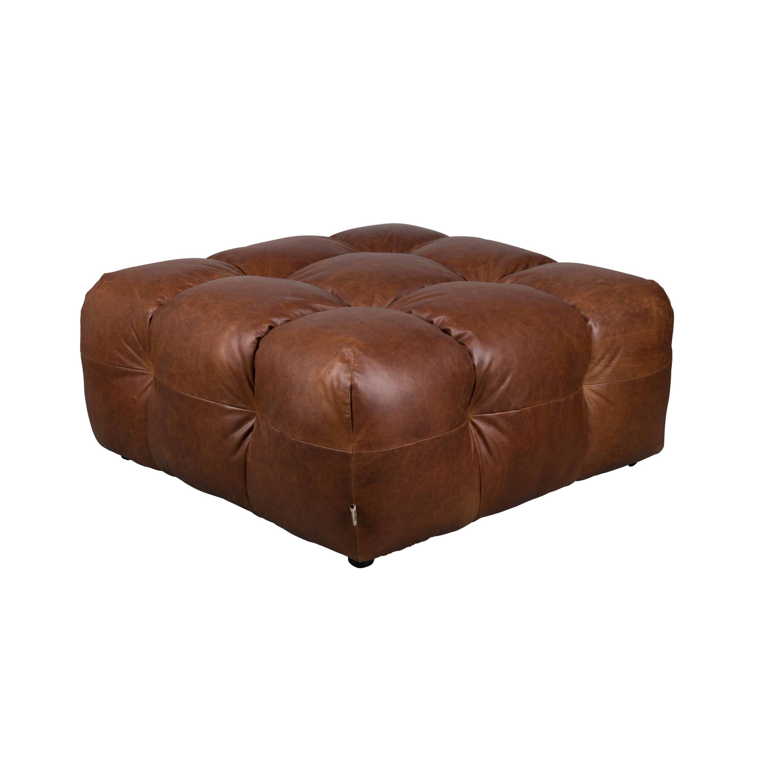 Dutchbone Hackman Hocker Leer Chocolade Bruin