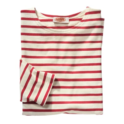 Strickpullover, Natur-Rot