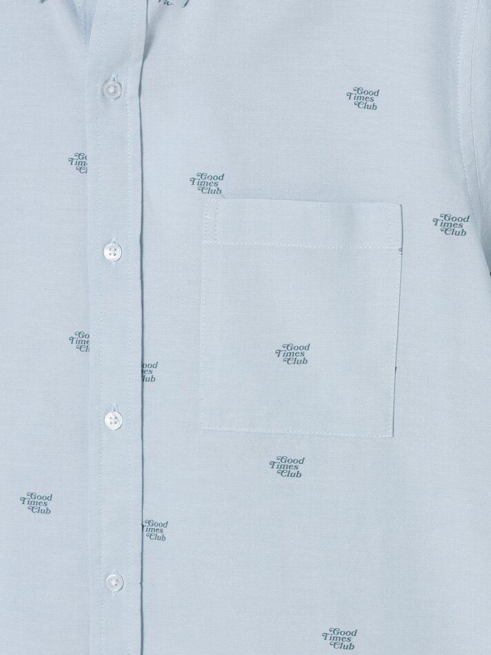 Camisa Oxford estampada de manga curta - Verde Água