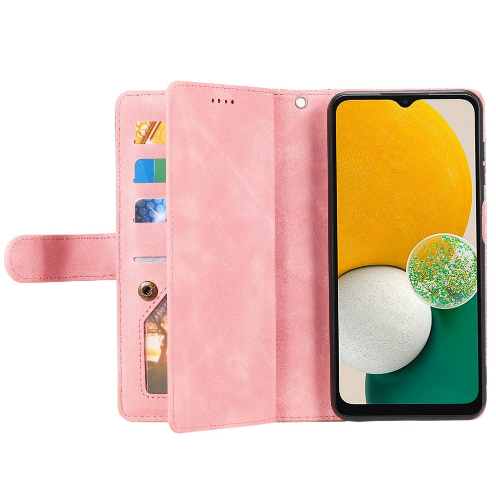 Samsung Galaxy S23 5G Leder Tasche Flip Cover mit Reissverschluss - Rosa / Roségold