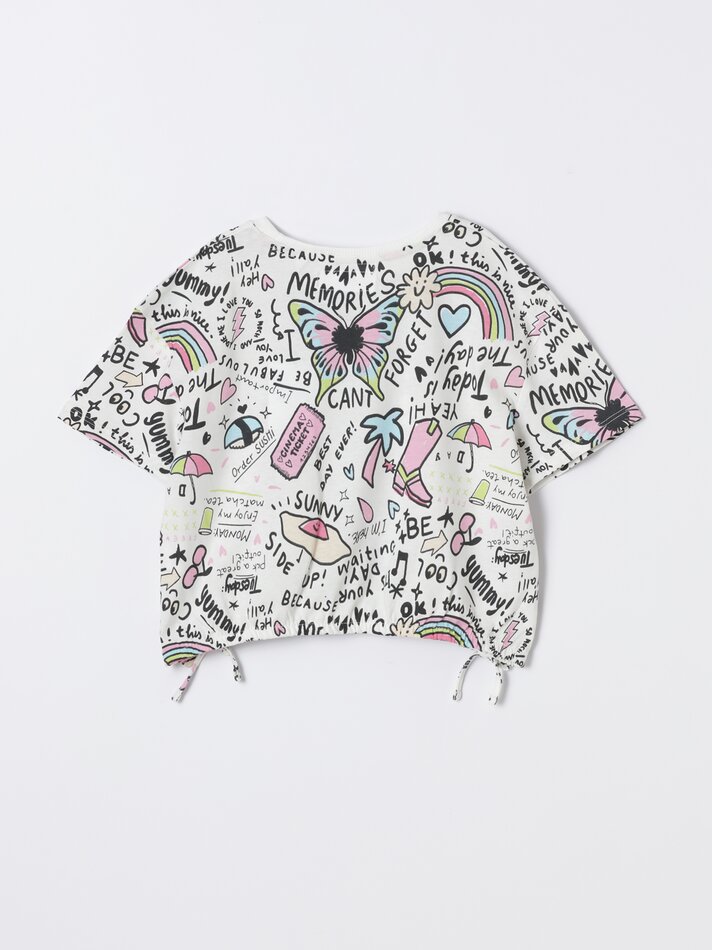 Camiseta com estampa de nó - Off-white