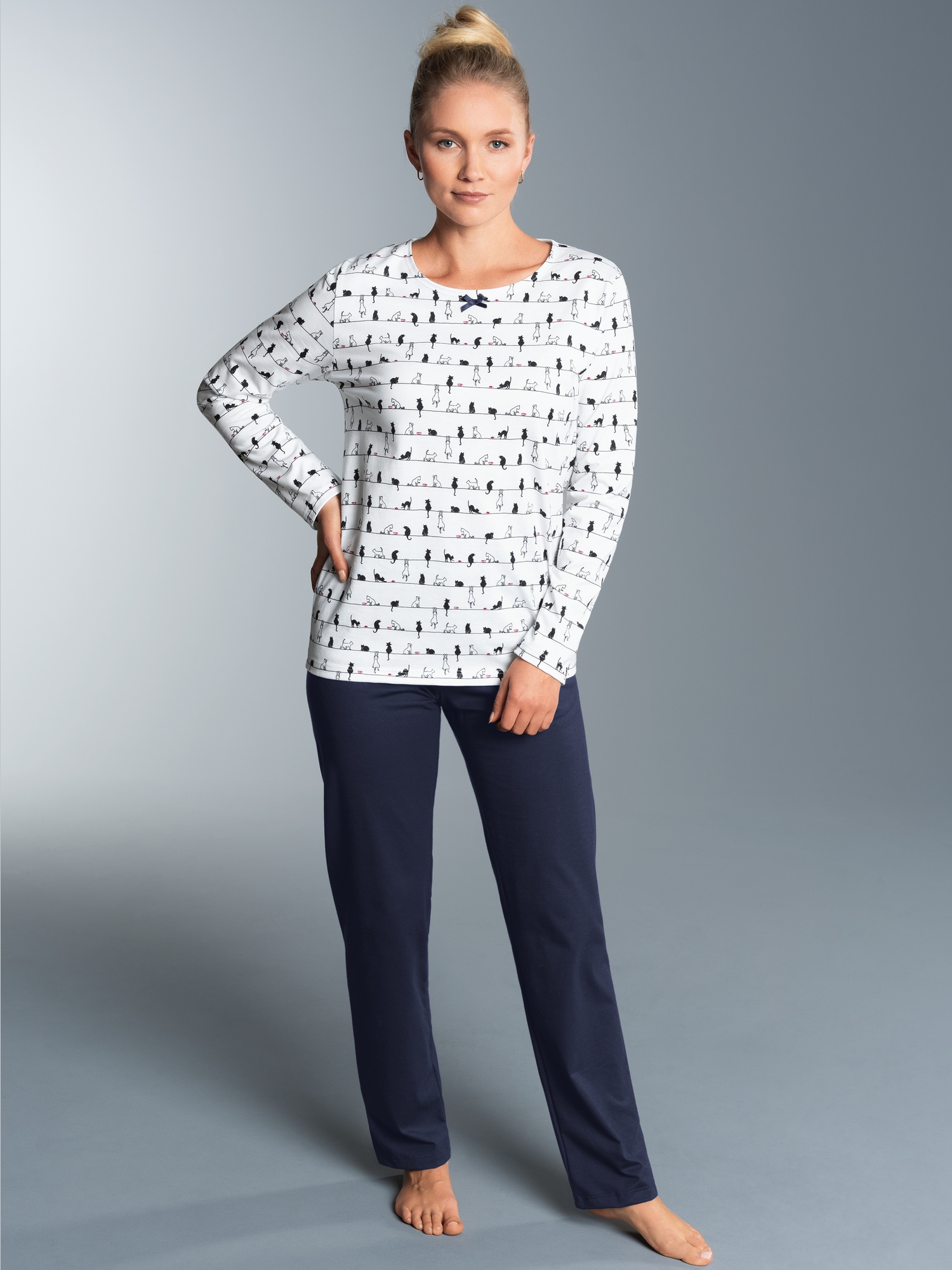 Bequemer Schlafanzug mit Druck-Motiv Weiss