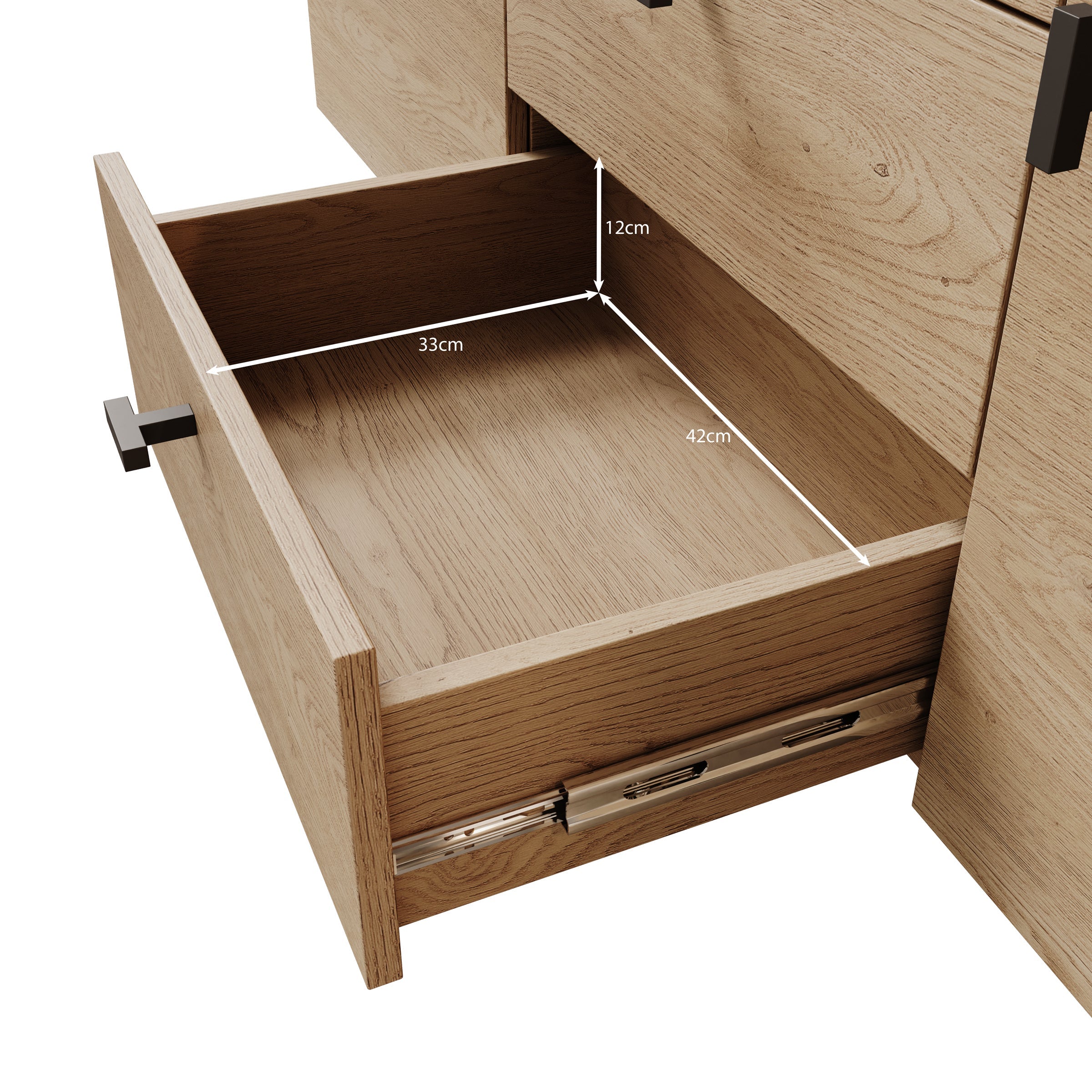 Meubella - Vornas 2 - Dressoir - Eikenpatroon - 151x40x90 cm