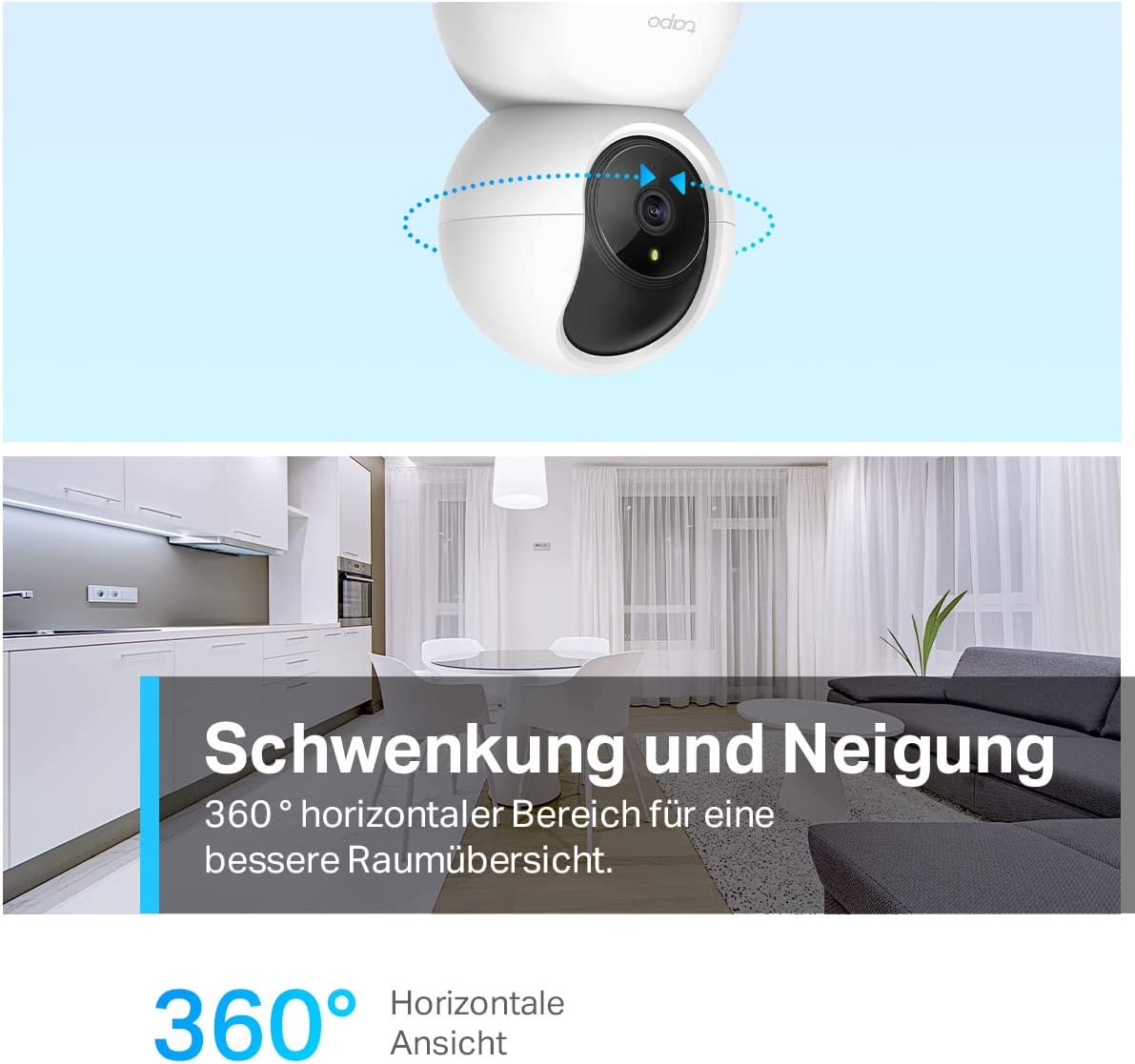 Tapo C210 Home Security WiFi Kamera 2K 3MP (2304x1296p) Nachtsichtfunktion und Bewegungserkennung / Audio / Micro SD / (iOS/Android) - Weiss