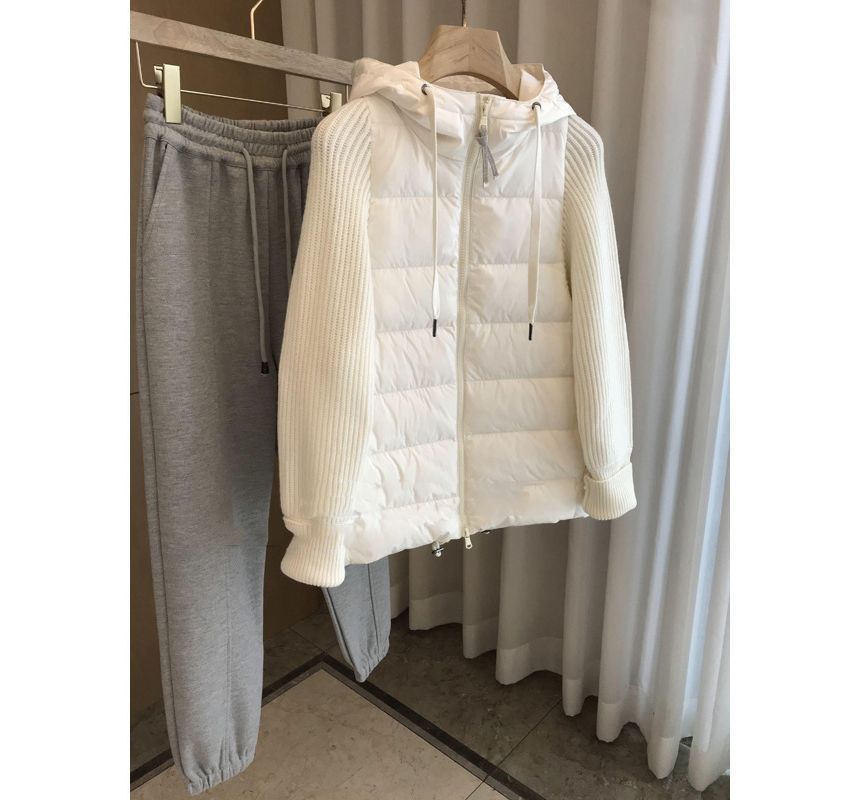 Kwuartz - Effen gebreide jas met capuchon en rits