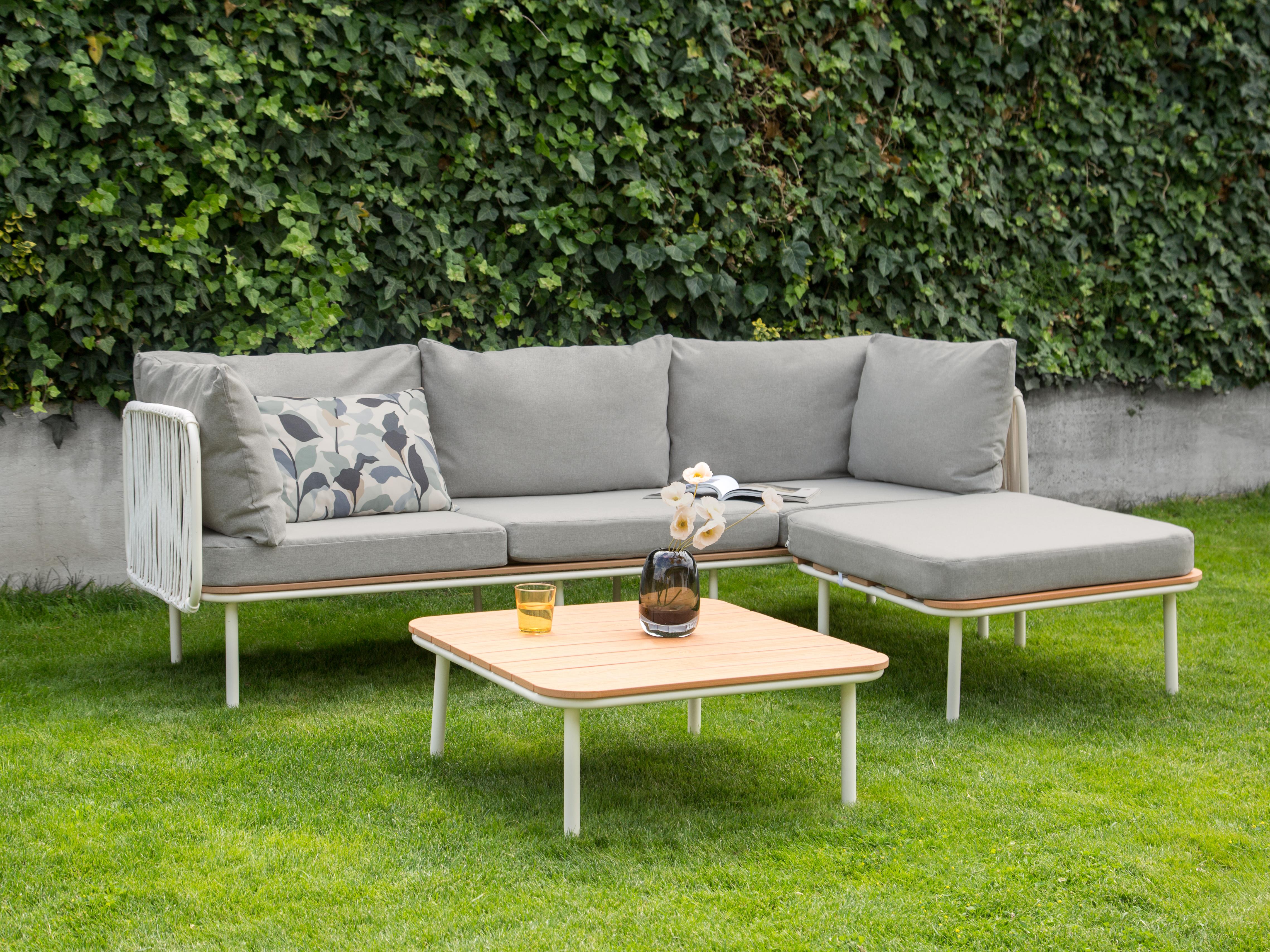 Loungeset met tafel en ottomaan 3-zits SENISE Metaal Grijs