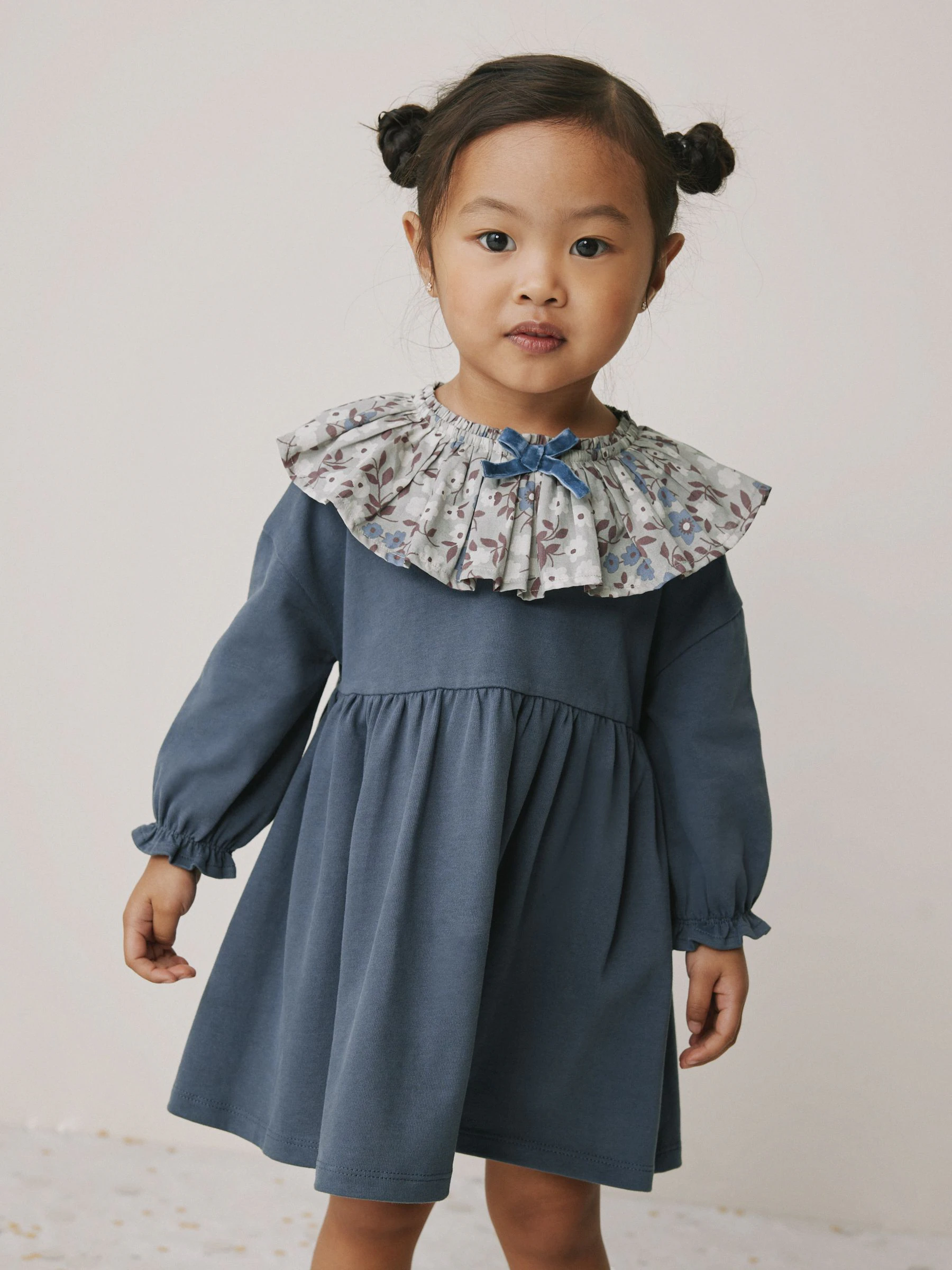 Blauw - Jurk met lange mouwen en kraag (3mnd-7jr)