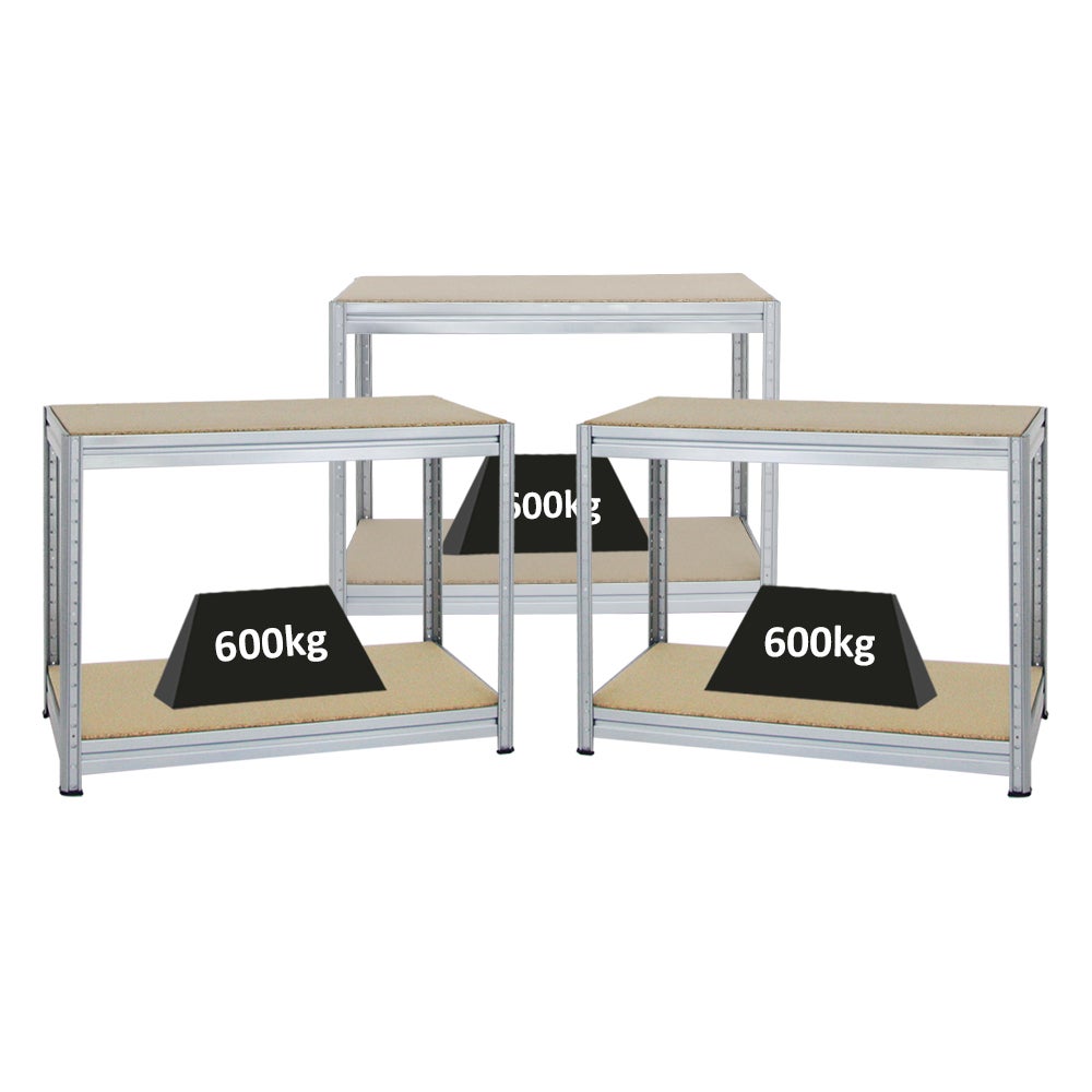 PROREGAL Mega Deal 3x In hoogte verstelbare werkbank Dino HxBxD 90 x 120 x 60 cm Draagvermogen 600 kg Gegalvaniseerd