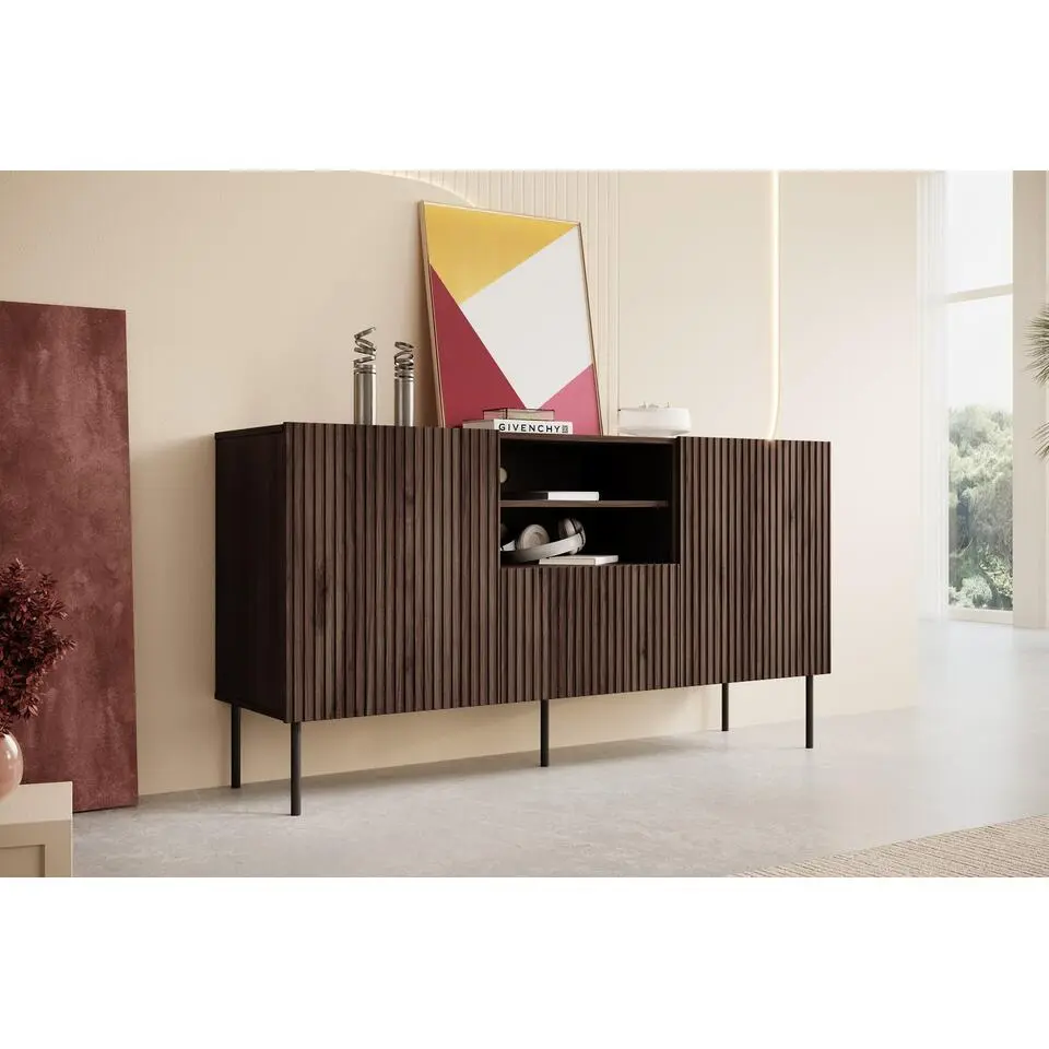 Meubella - Dressoir Tartagal - Donkerbruin eiken - 150 cm