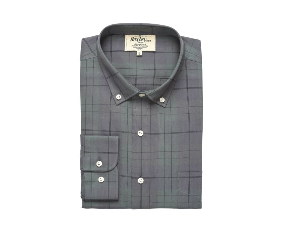 Chemise grise à carreaux - Poche poitrine - DORIAN