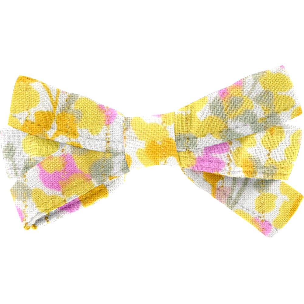 Barrette Noeud Ruban Mimosa Jaune Rose