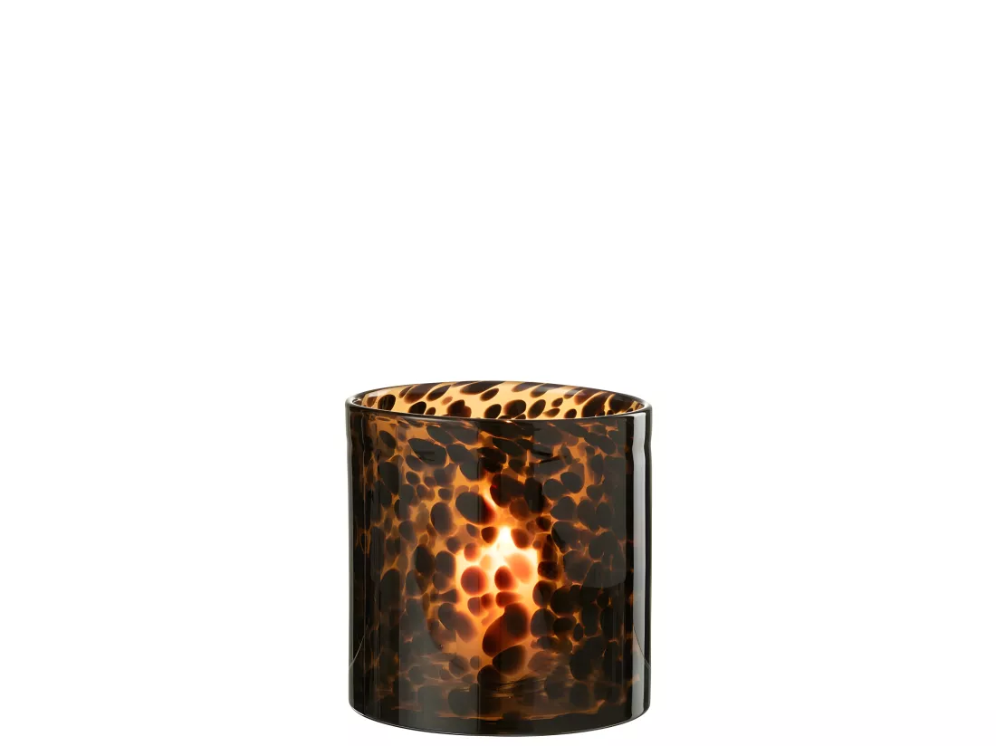 Photophore en verre marron 18x18x18 cm