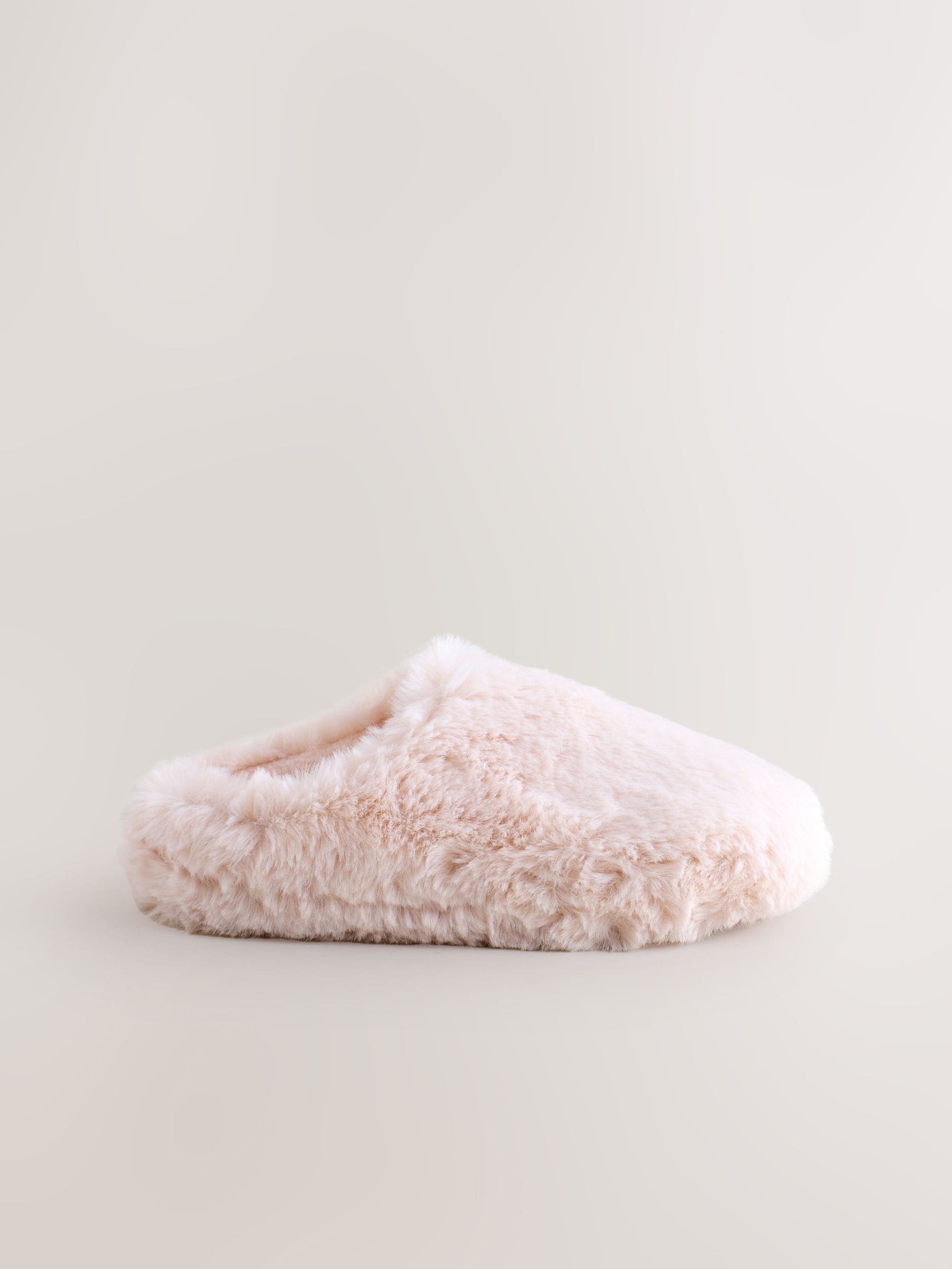 Roze - Pantoffels met imitatiebont