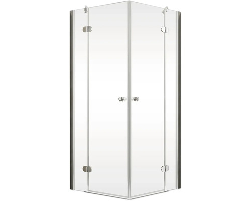 Hoekdeur met draaideur SCHULTE MasterClass ExpressPlus 80 x 80 cm, chroomprofiel, helder glas, vuilafstotende glascoating, deurscharnier links, deurscharnier rechts
