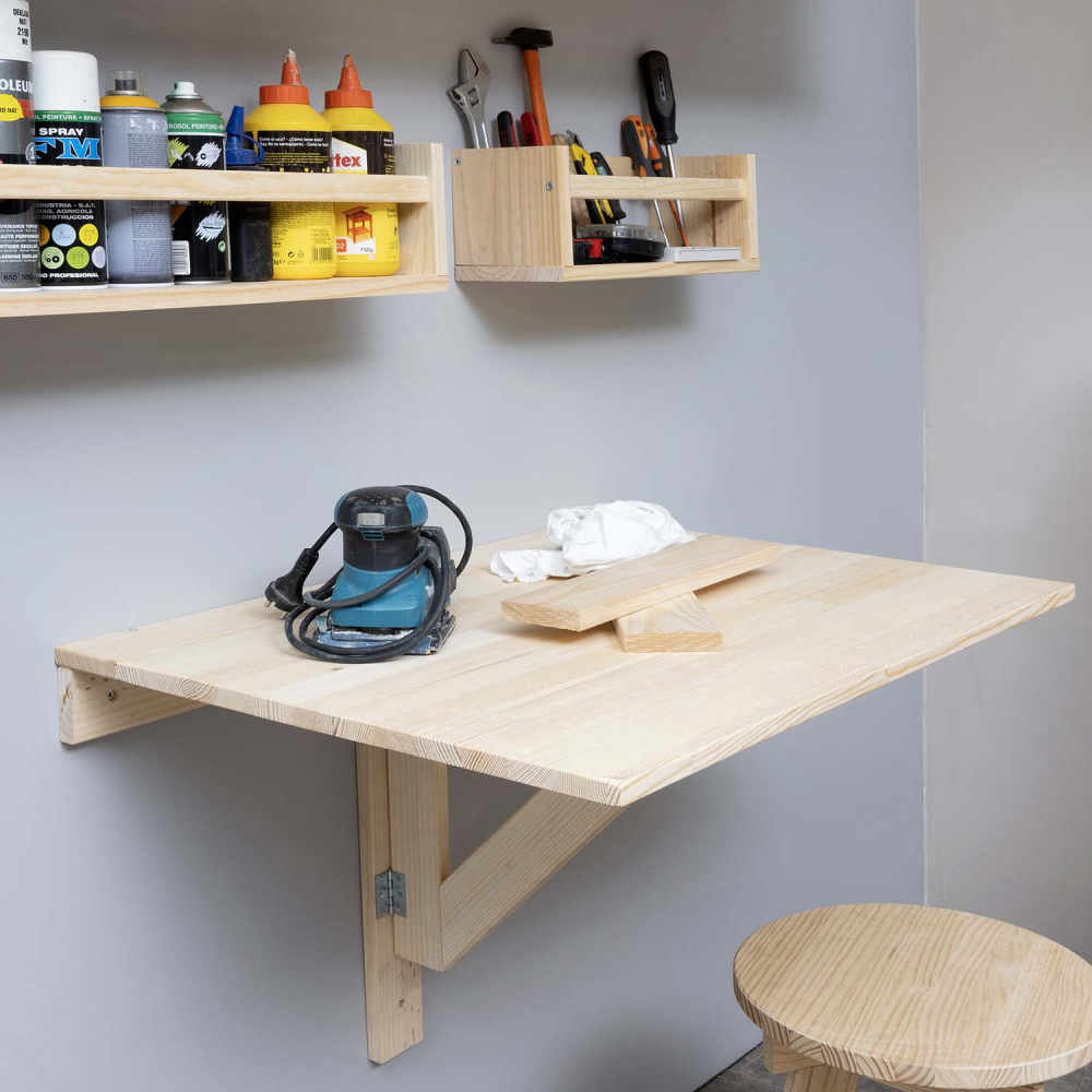 Etagère murale pliable en pin massif