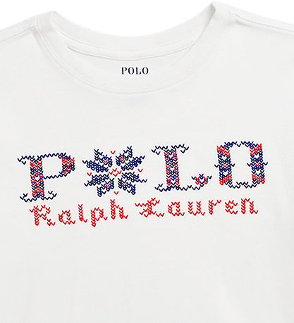 Polo Ralph Lauren Bluse - Kurz geschnitten - Weiß m. Strickerei