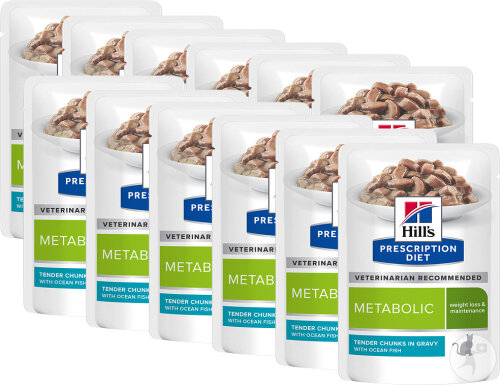 Hill's Pet Nutrition Prescription Diet Metabolic Feline Poisson De L'Océan Sachets 12x85g