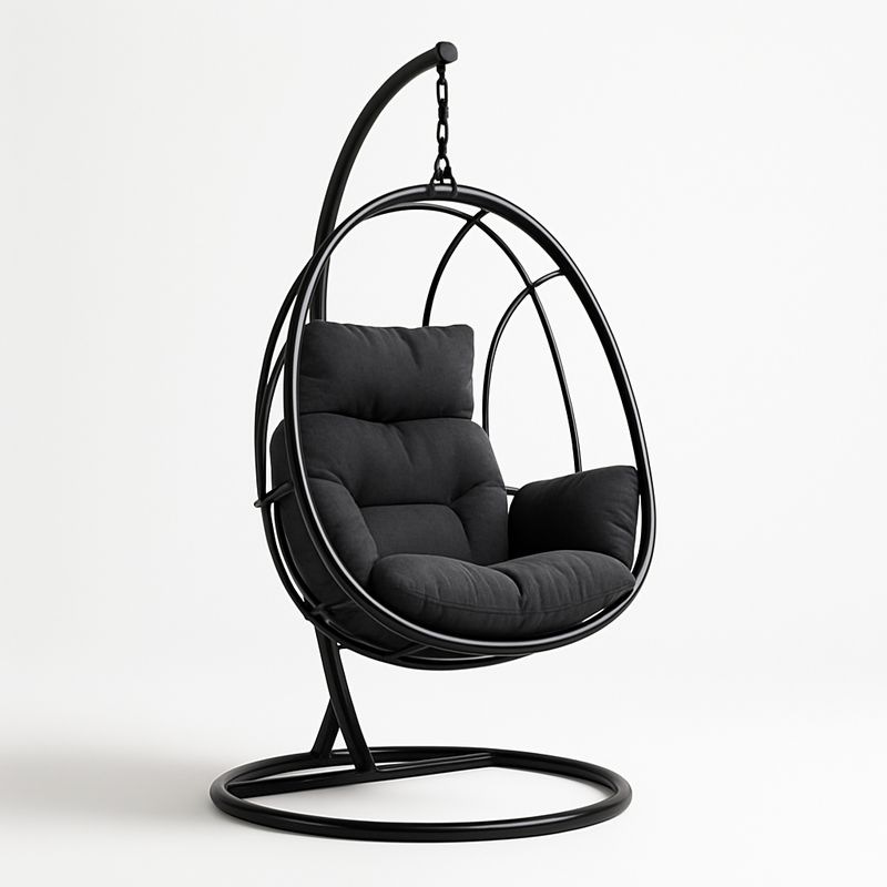 Hängesessel Metall mit Kissen in Schwarz