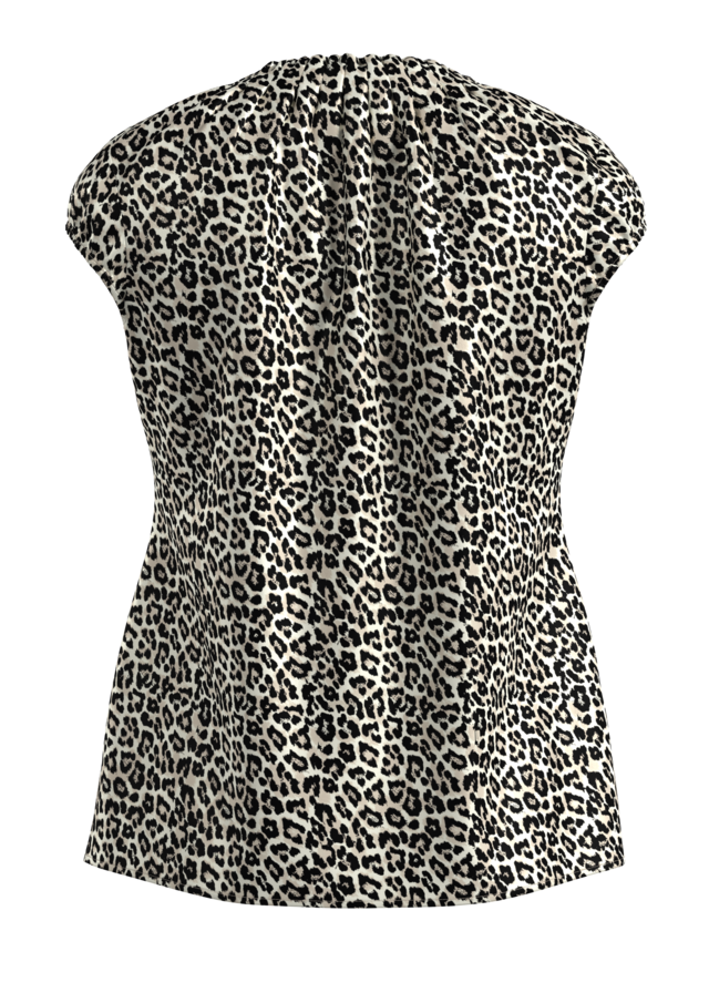 Comma Kurzarmbluse mit Raffung und Animal-Print