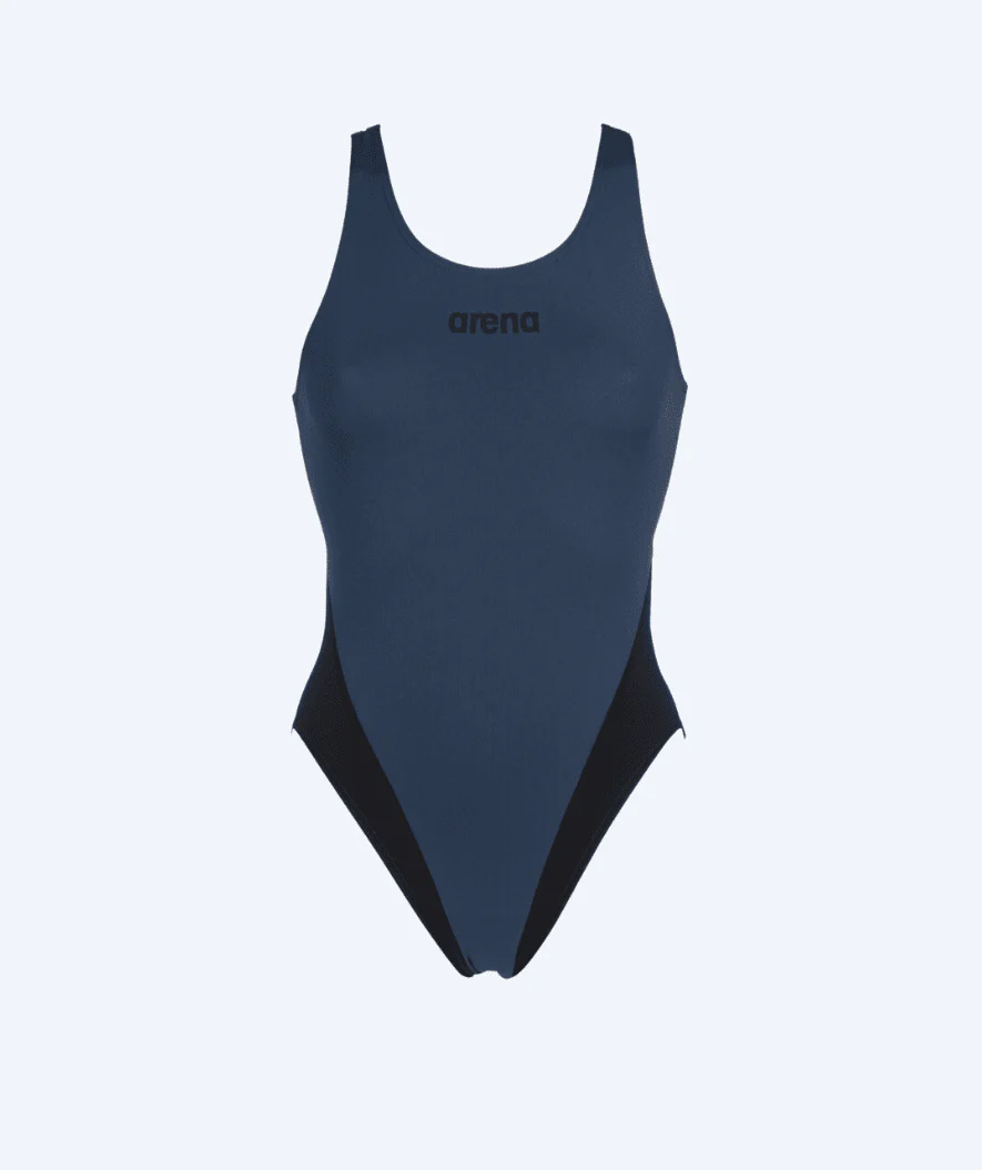 Arena badedragt til damer - Solid Swim Tech High - Mørkeblå/sort