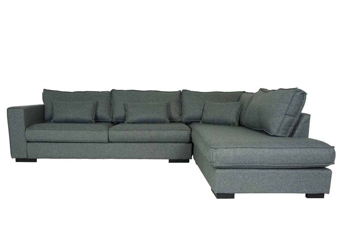 Ecksofa MCW-J58, Couch Sofa mit Ottomane rechts, Made in EU, wasserabweisend 295cm ~ Stoff/Textil grau