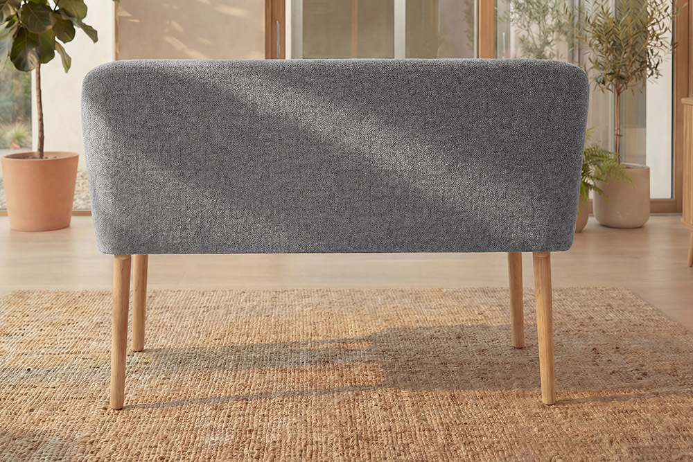 Nordische Sitzbank SCANDINAVIA MEISTERSTÜCK 115cm grau natur Massivholz mit Armlehne