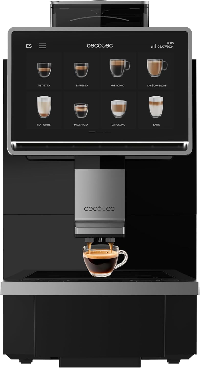 Cecotec Kommerzielle Superautomatische Kaffeemaschine Cremmaet Coffice. 2900W, Touchscreen, Gleichmäßiger Mahlgrad, 1 Mahlwerk, 26 Getränke, 1 kg Bohnenbehälter, 2L Wassertank