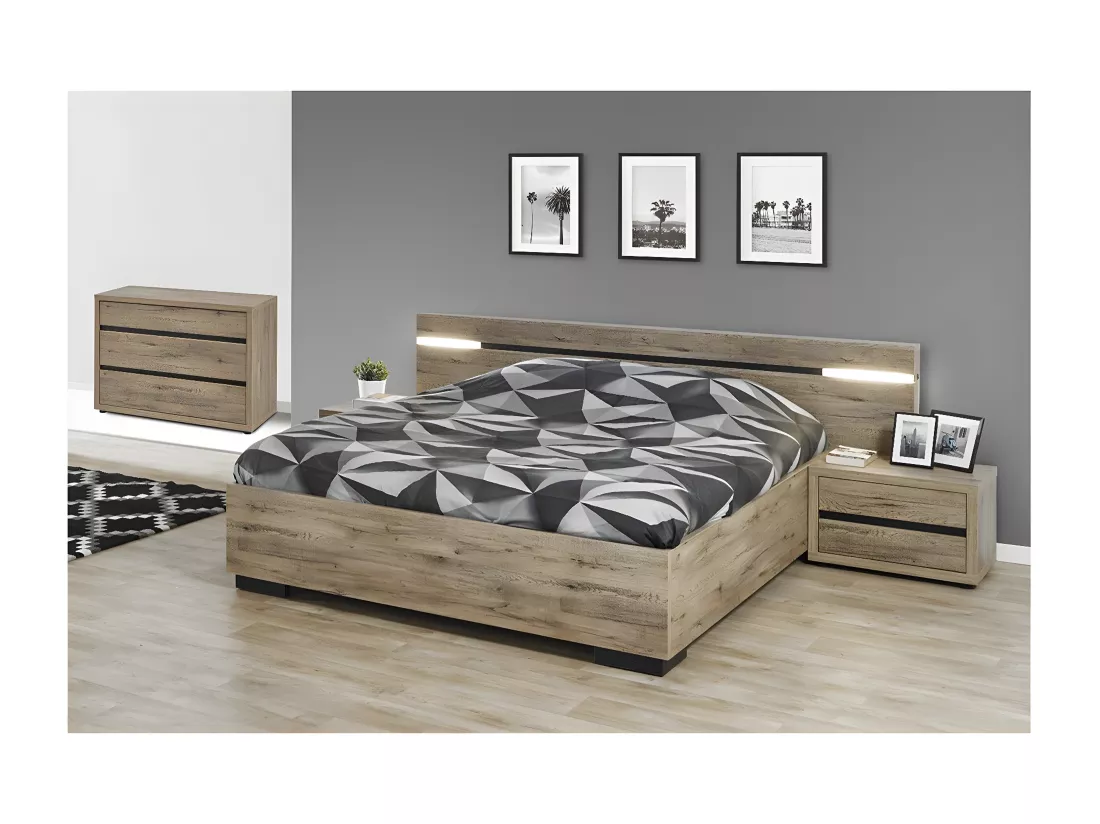 IRISA - Chambre 140x190cm avec Chevets et Commode