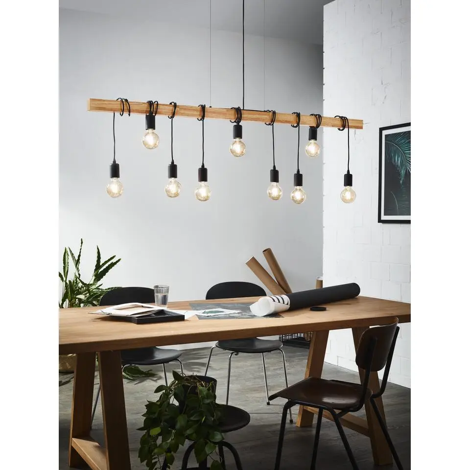 EGLOTownshendHanglamp-E27-150cm-Bruin/Zwart