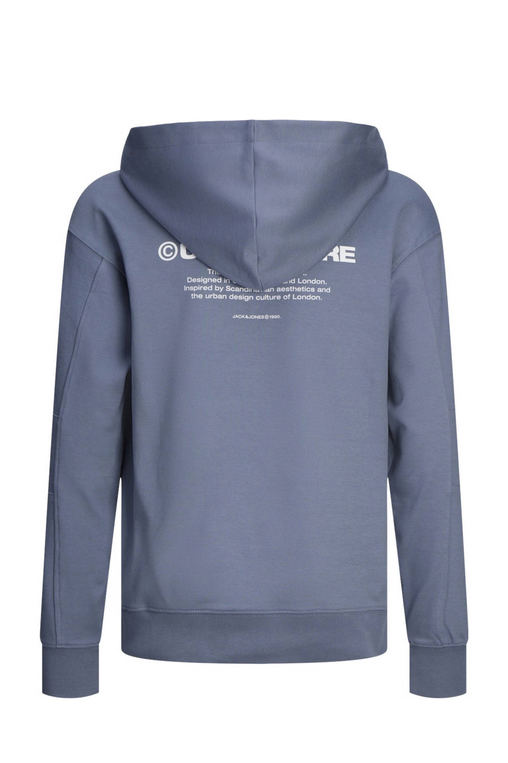JACK & JONES hoodie JCOAERO met tekst zachtblauw