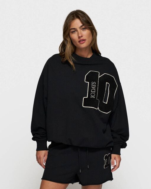10Days - Sweatshirt - Zwart - Losse Pasvorm - Lange Mouw
